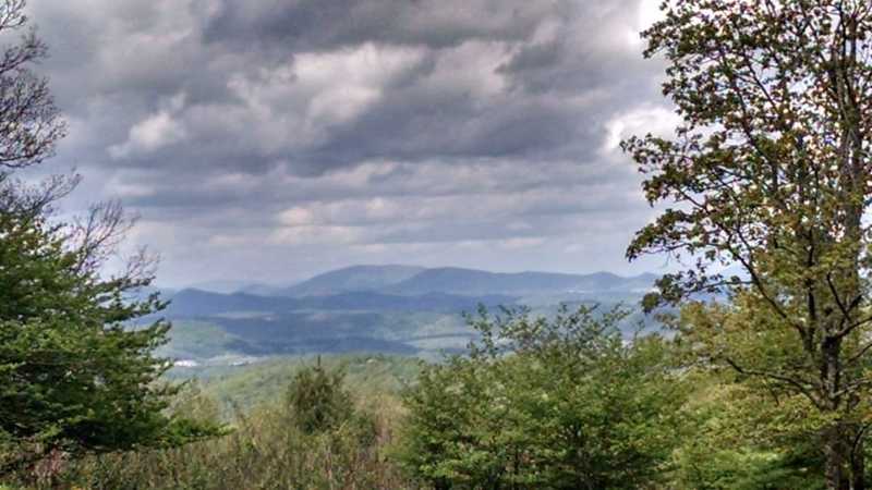 View of distant mountains from the summit of Rich Mountain.