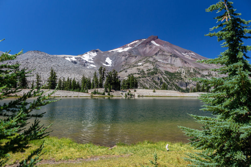 A peaceful spot overlooking Green Lakes with South Sister in the background