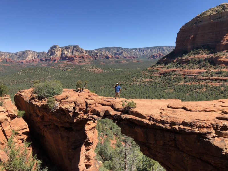 Standing in the middle of Devil's Bridge itself.