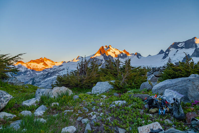 Alpenglow from White Rock Lakes bivy