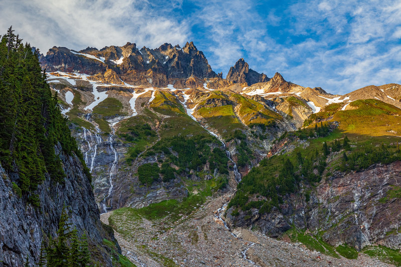 Waterfalls coming down from Spire Point