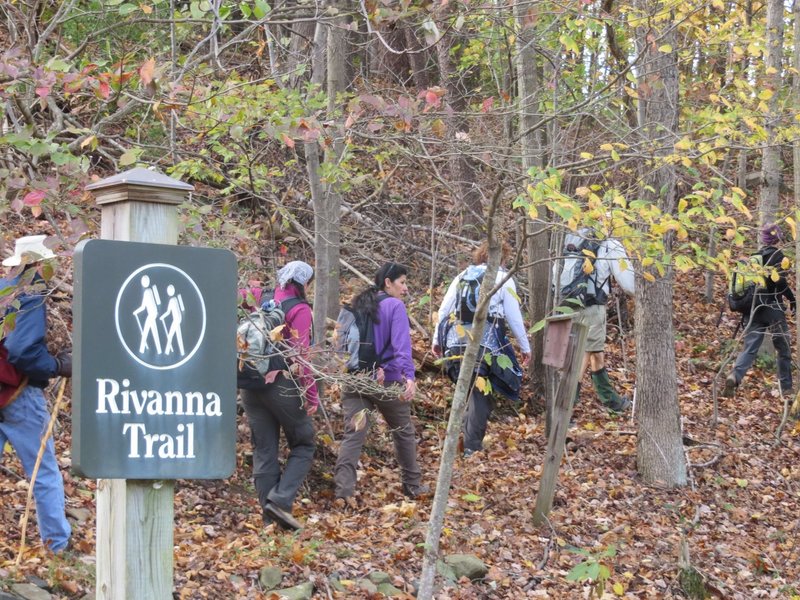 A group hiking the Rivanna Trail.