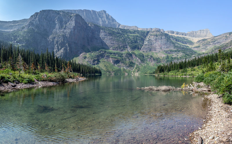 Medicine Grizzly Lake from its outlet.