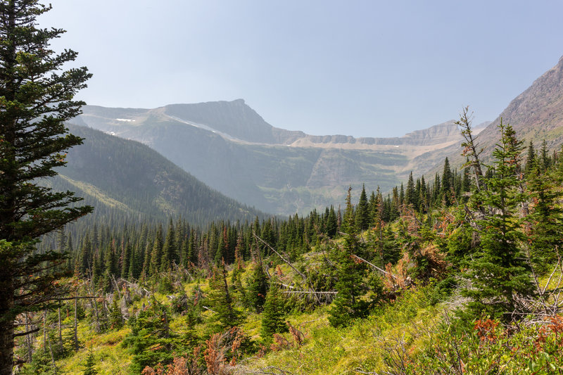 Razoredge Mountain at the beginning of the ascent to Triple Divide Pass.