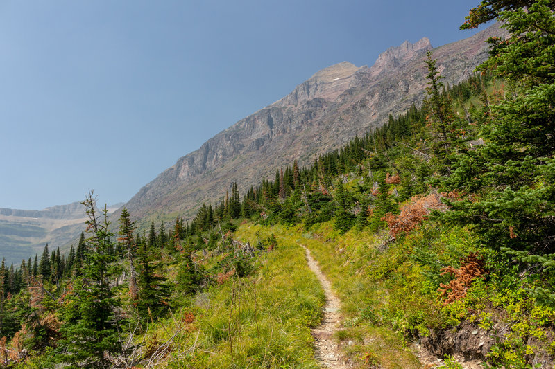 Ascent to Triple Divide Pass along the southern flank of Mount James.