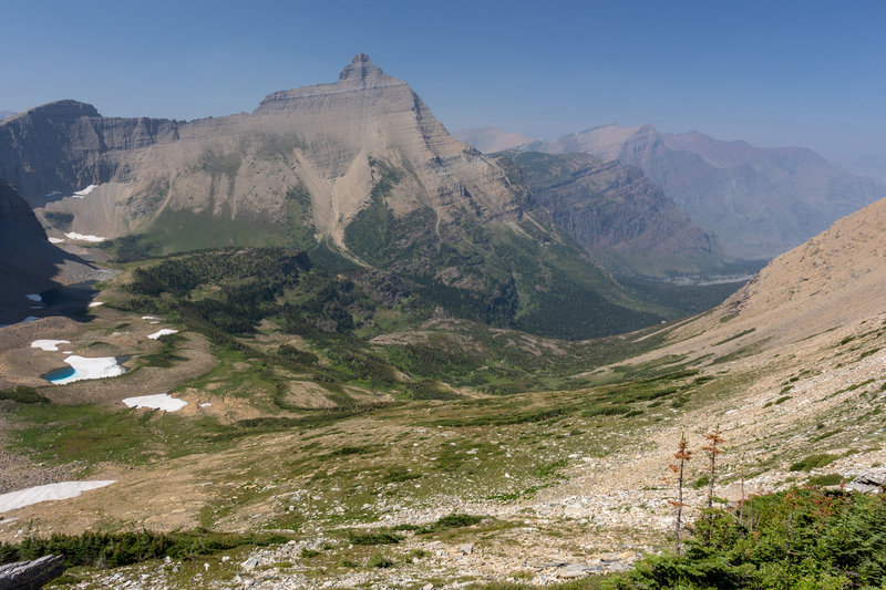 View down the north side of Triple Divide Pass.