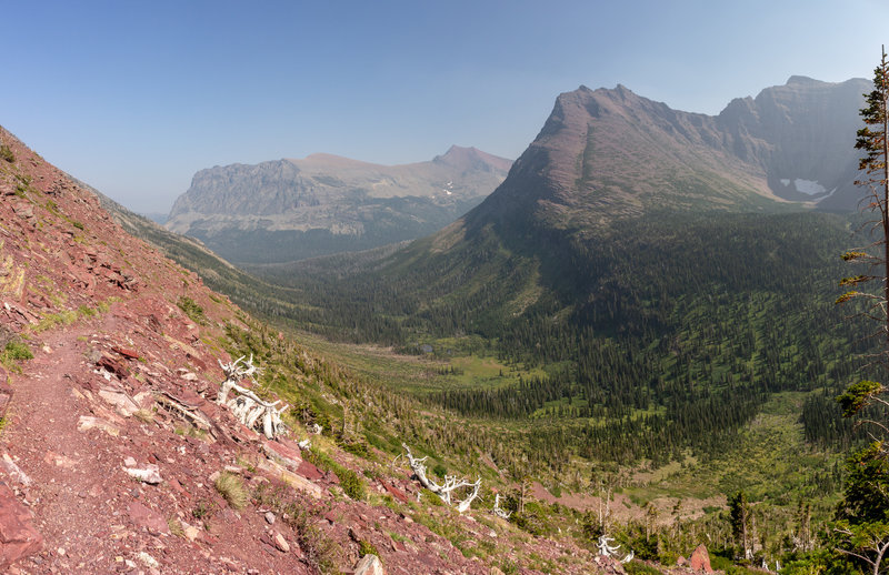 The rocky descent from Triple Divide Pass towards Medicine Grizzly Peak.