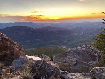 Sunrise past the radio towers