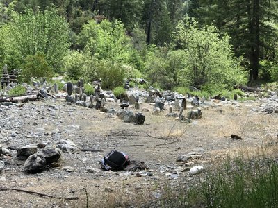 Rock art garden at the site of the Virgin Creek Guard Station.