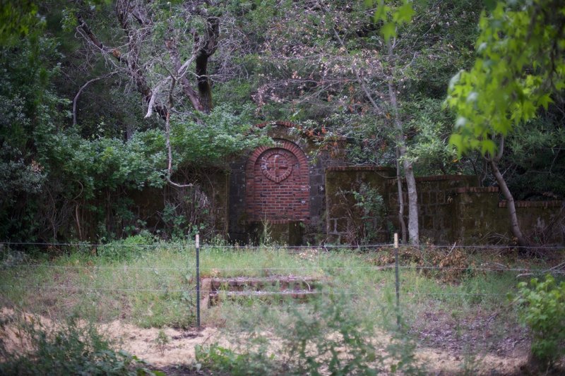 The St. Joseph's Shrine sits in the trees today. It once housed a statue of St. Joseph, the patron saint of Italians, who likely erected much of the Alma College complex.