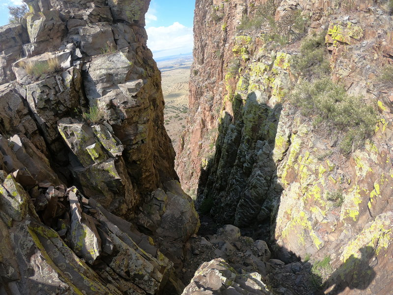 Looking back after climbing up the gully.