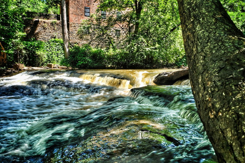 Vickery Creek under the covered footbridge.