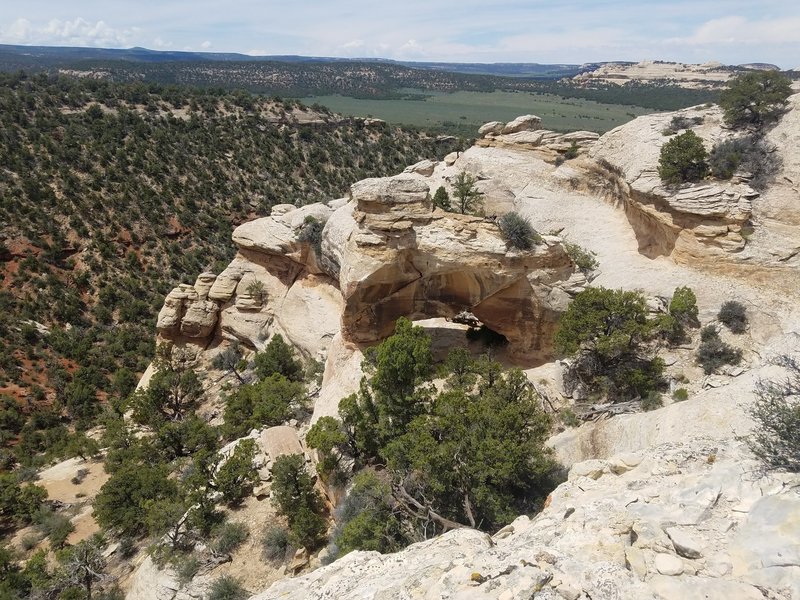 Looking down on Miracle Rock Arch