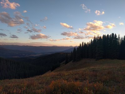 Nightfall at Peter Estin Hut.