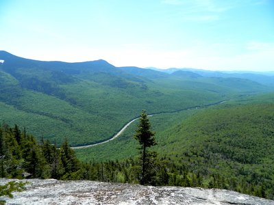 Franconia Notch looking south from the overlook on the Hi-Cannon Trail. Mount Liberty is the high peak just left of center.