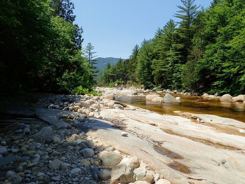 Looking down stream from where the trail juts out into the riverbed.