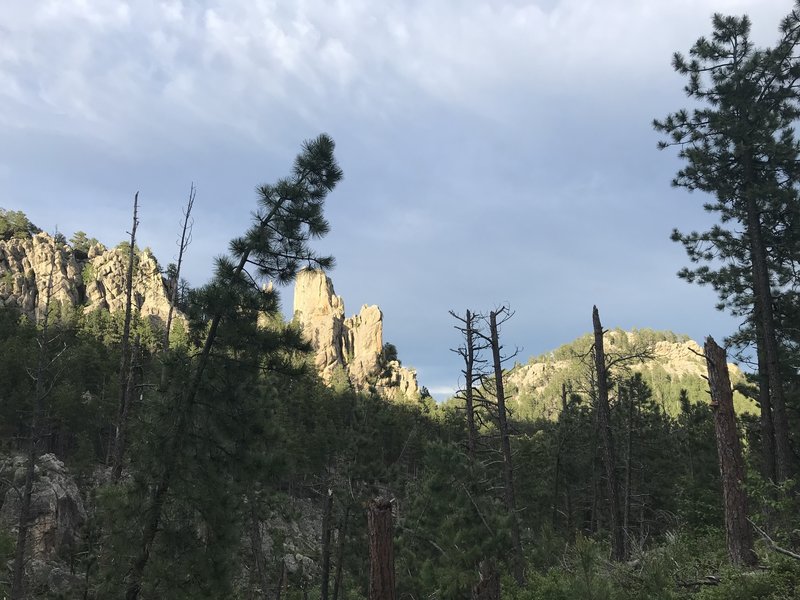 Sun breaking through the clouds.