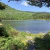 The top of Black Mountain Pond. The tent pads and camping sites are on the opposite side of the pond.