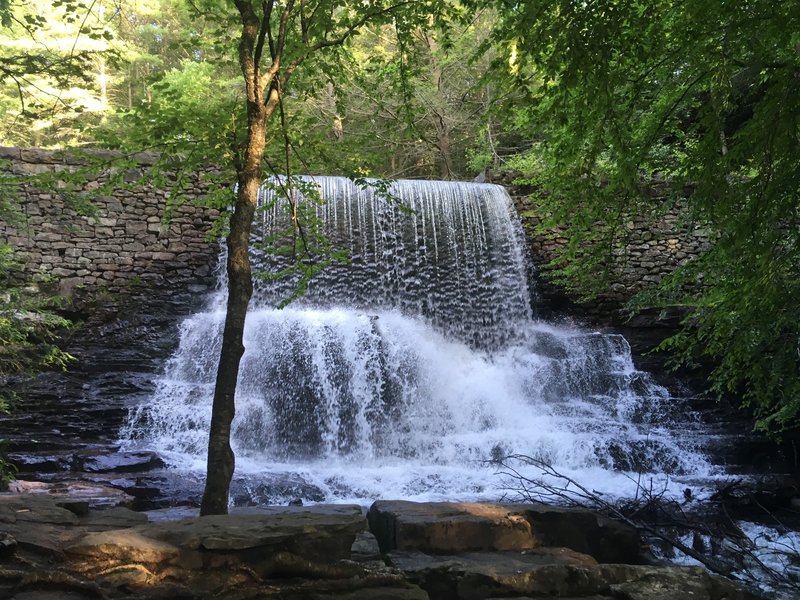 Waterfall over the ruined logging mill