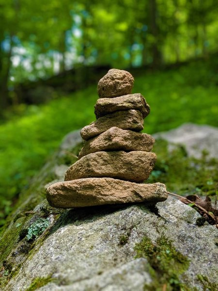 Small rock stacking along the Patapsco Thru Trail Woodstock Section.