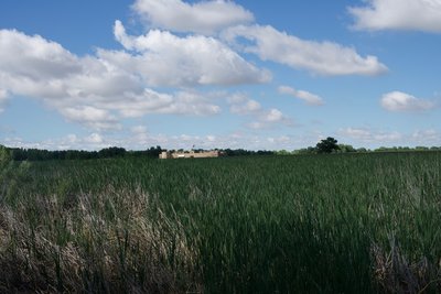Bent's Old Fort as seen from the banks of the Arkansas River.