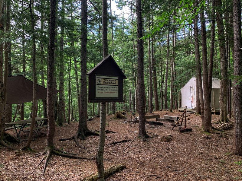 Franconia Brook Tentsite: The USFS Caretaker site.