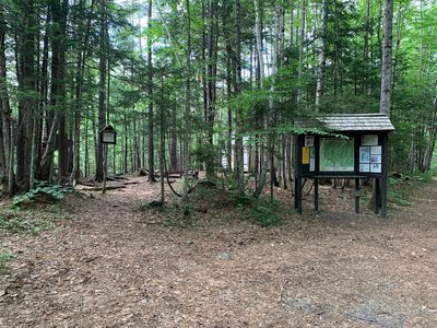 The information kiosk at Franconia Brook Tentsite.