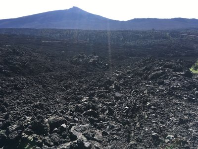 The lava flow looking down towards Black Butte in the distance