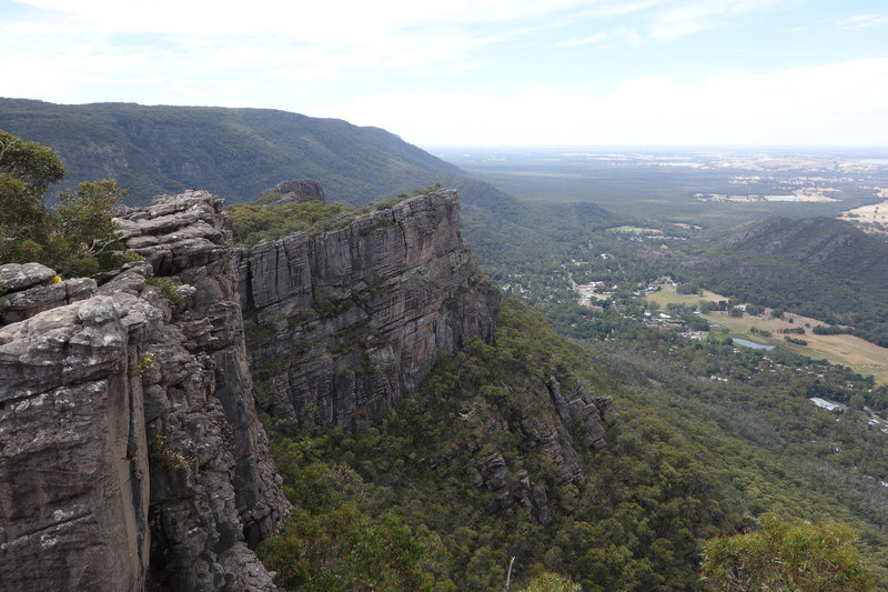 Cliff and town of Halls Gaps viewed from the Pinnacle Lookout