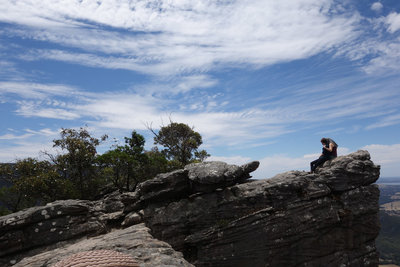 Hiking couple relaxing near Pinnacle Point