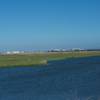 Looking down toward Shoreline, you can see the Matadero Creek as it makes it way to the bay.