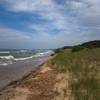 Looking northwest just as you exit the trail into Lake Michigan.