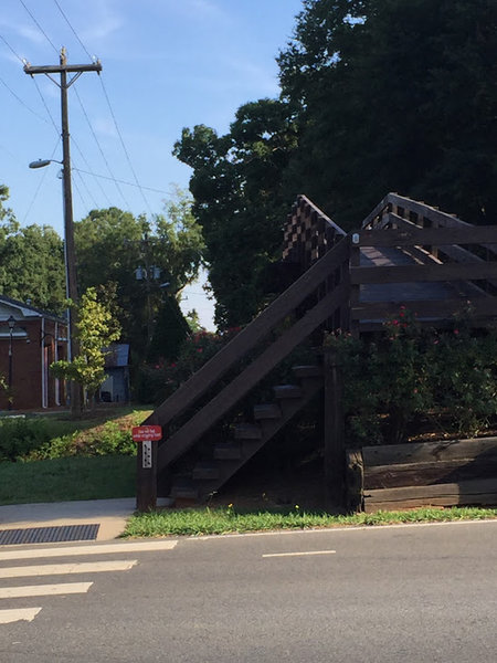 Pedestrian bridge over railroad.