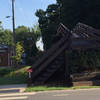 Pedestrian bridge over railroad.