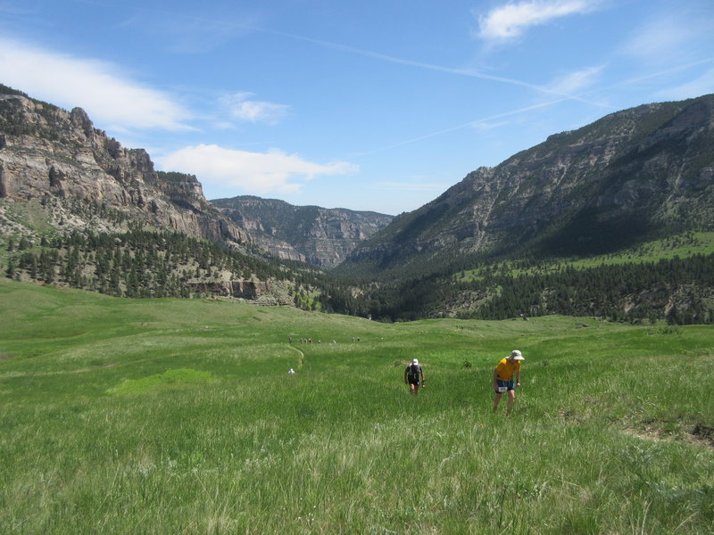 Climbing up Horse Ridge out of Tongue River Canyon