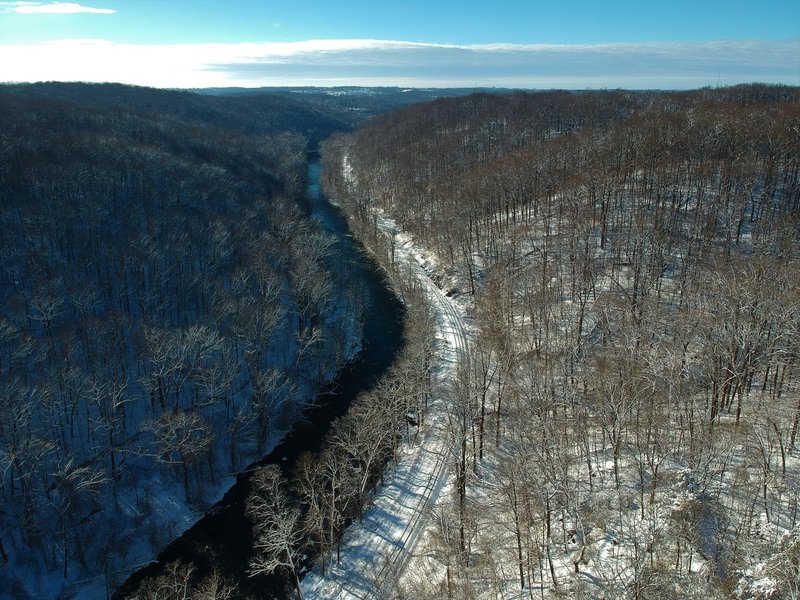 View of the Patapsco Valley looking downstream from above the Hollofield Overlook.