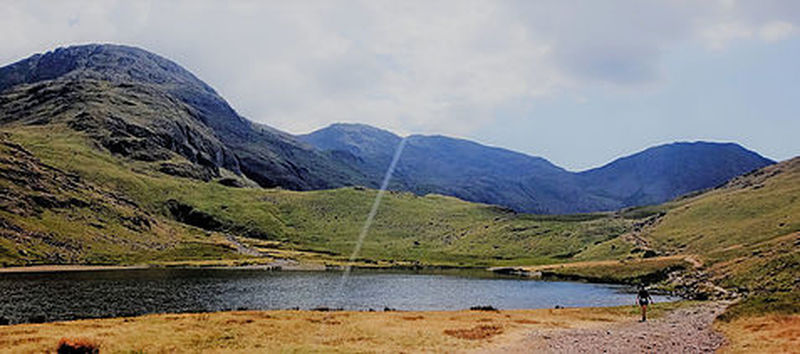 On the back side of Scafell Pike, on the descent back toward the valley and Keswick.