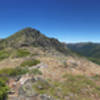 Boundary trail at the ridgeline, looking west toward Rattlesnake Mountain