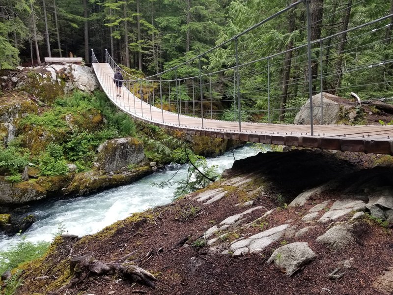 Suspension bridge over Cheakamus River.