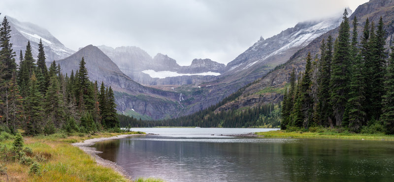 Lake Josephine with Grinnell Glacier and Grinnell Falls.