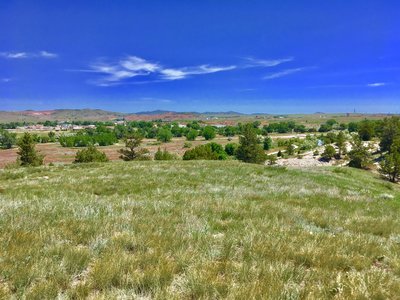 View of Guernsey from Oregon Trail ruts.