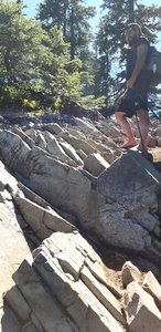 A fun little shuffle up some rocks on the trail. There's no getting around this as you have to go up it to continue on the trail and back down it to get off the mountain!