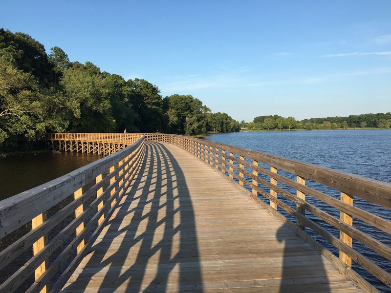 Wooden walking bridge.