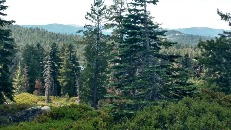 Looking down from the ridge to Wrights Lake.