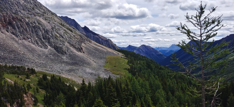 Viewpoint on Ptarmigan Cirque Trail, overlooking Highwood Pass.