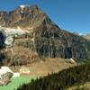 Angel Glacier below Mt. Edith Cavell's west shoulder, with Cavell Pond below. Franchere Peak is on the right in the background.