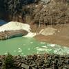 Cavell Pond, below Cavell Meadows Trail, is filled by cascading melt water and ice from Angel Glacier.