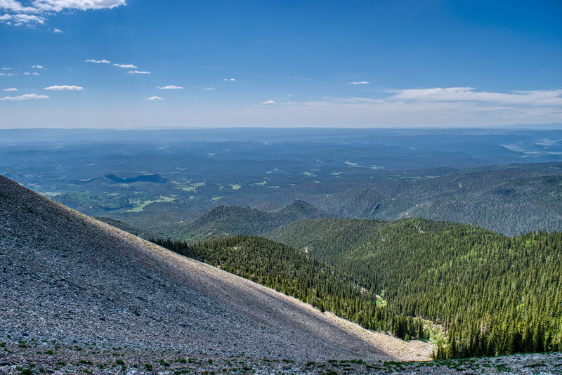 Looking down from the trail