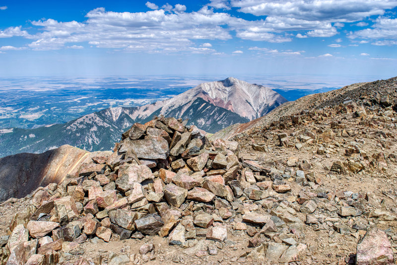 A view of the East Spanish Peak from the top.