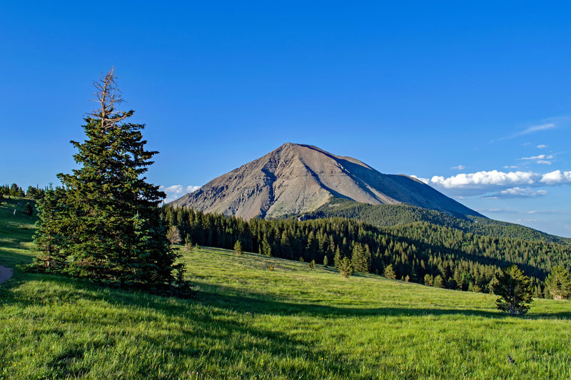 View of the peak from the meadow near the beginning of the trail.